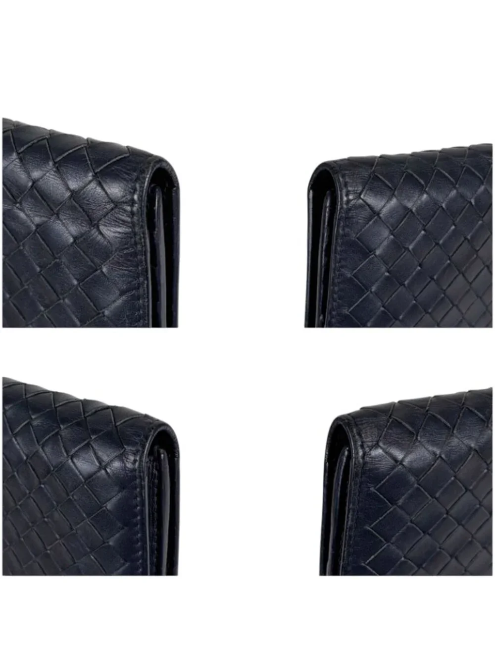Bottega Veneta Intrecciato Leather Wallet Bifold Dark Navy